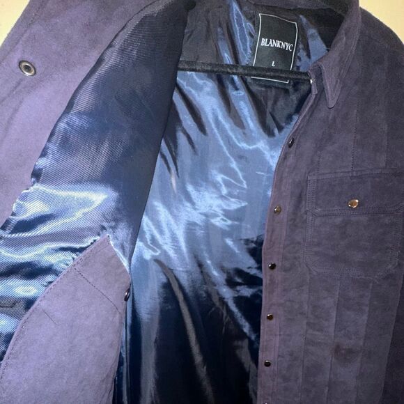 BlankNYC Suede Black Leather Jacket Shirt Men’s Size Large - Picture 4 of 11